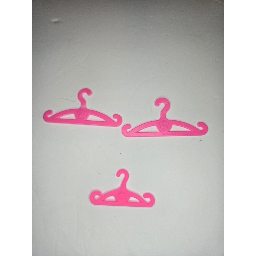 Lot of 3 Barbie Hangers Hot Pink Doll Clothes